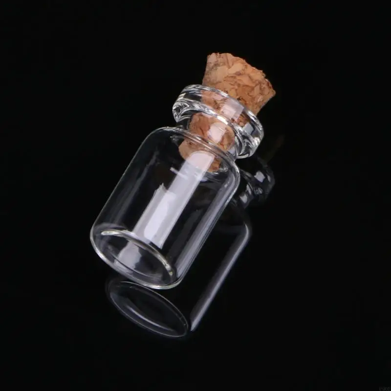 U90E 10pcs Mini -Glas für Wunschflaschenfläschchen mit Kork Stopper -Speicher Anhänger 0 5