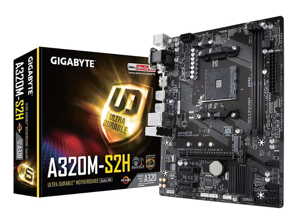 

Gigabyte GA A320M S2H Original NEW Motherboard AMD Socket LGA 1151 DDR4 USB3.0 SATA3.0 VGA+DVI+HDMI