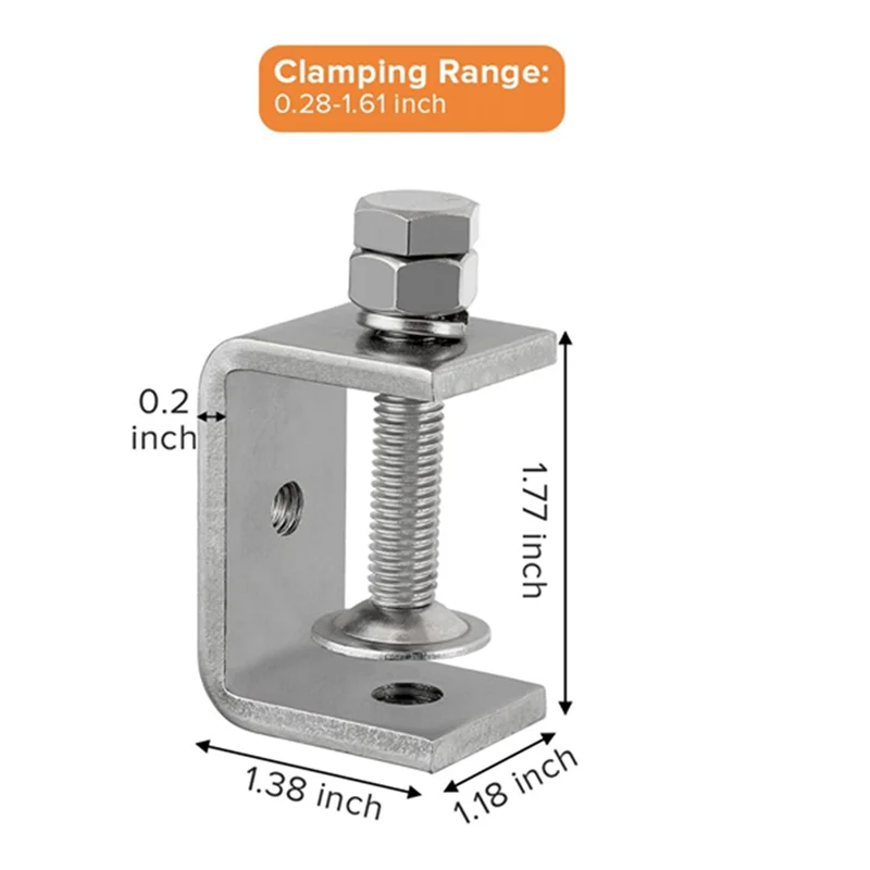 ABYP 4 stuks 304 roestvrij staal C-klem, tijgerklem houtbewerkingsklem zware C-klemmen voor houtbewerking, lassen-45 mm