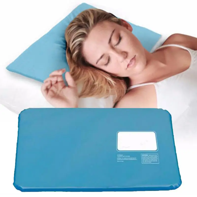 Comfortable Summer Ice Cold Pillow Cool Therapy Relax Muscle Help Sleeping Pad Mat Travel Pillows Neck Water Blue