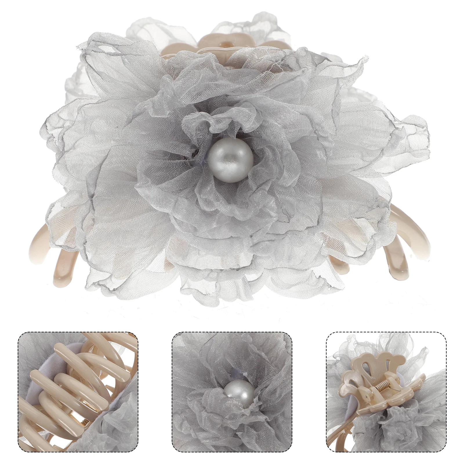 

1pcs Elegant Smoke Women Hair Vintage Claw Mesh Flower Decor Jaw Clips Decorative Claw Clips for Women Hairstyling Accessories