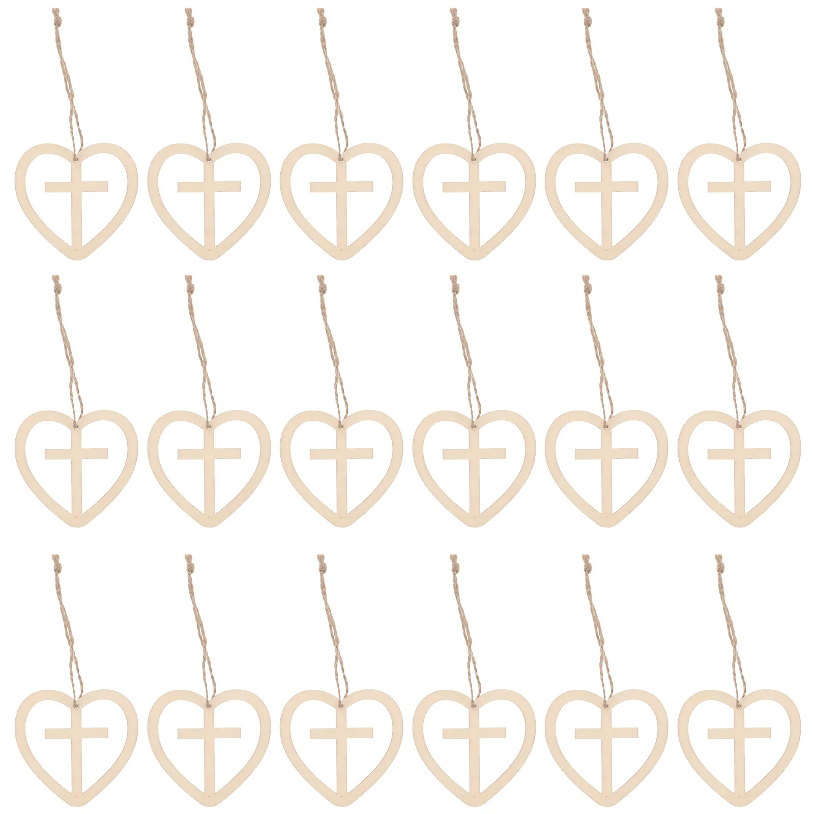 

50pcs Heart Shape Cross Wood Pieces Unfinished Blank Diy Craft Ornaments For Valentine'S Day Christmas Decor Wooden Slices