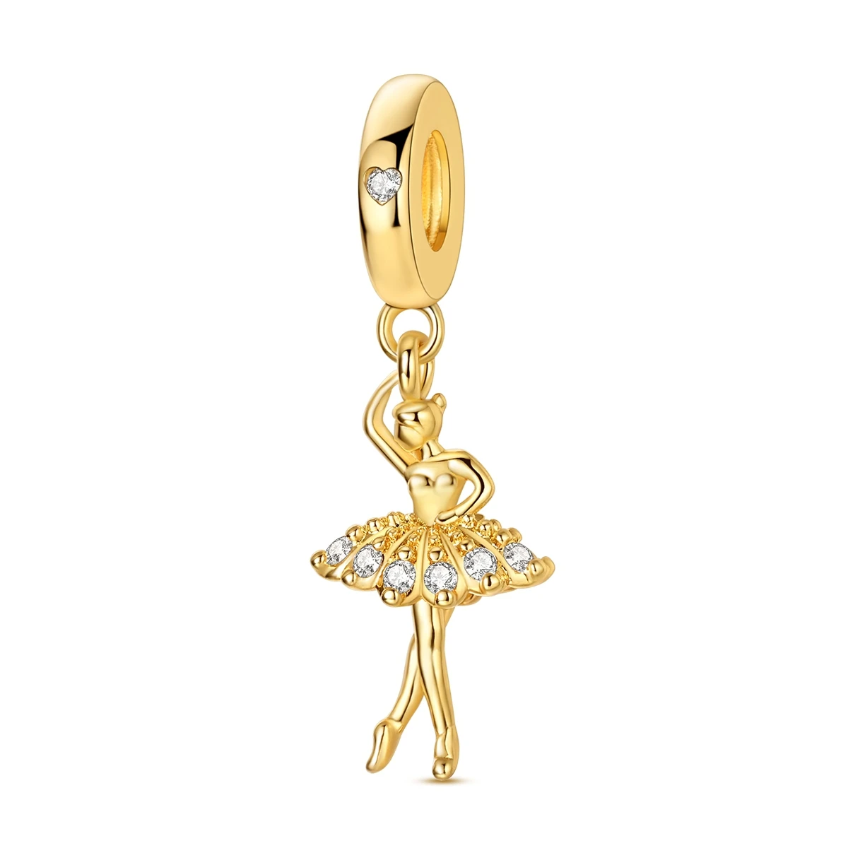 

925 Sterling Silver Charm Golden Ballet Dancer Girl fit Original Bracelet Diy For Woman Fashion Jewelry