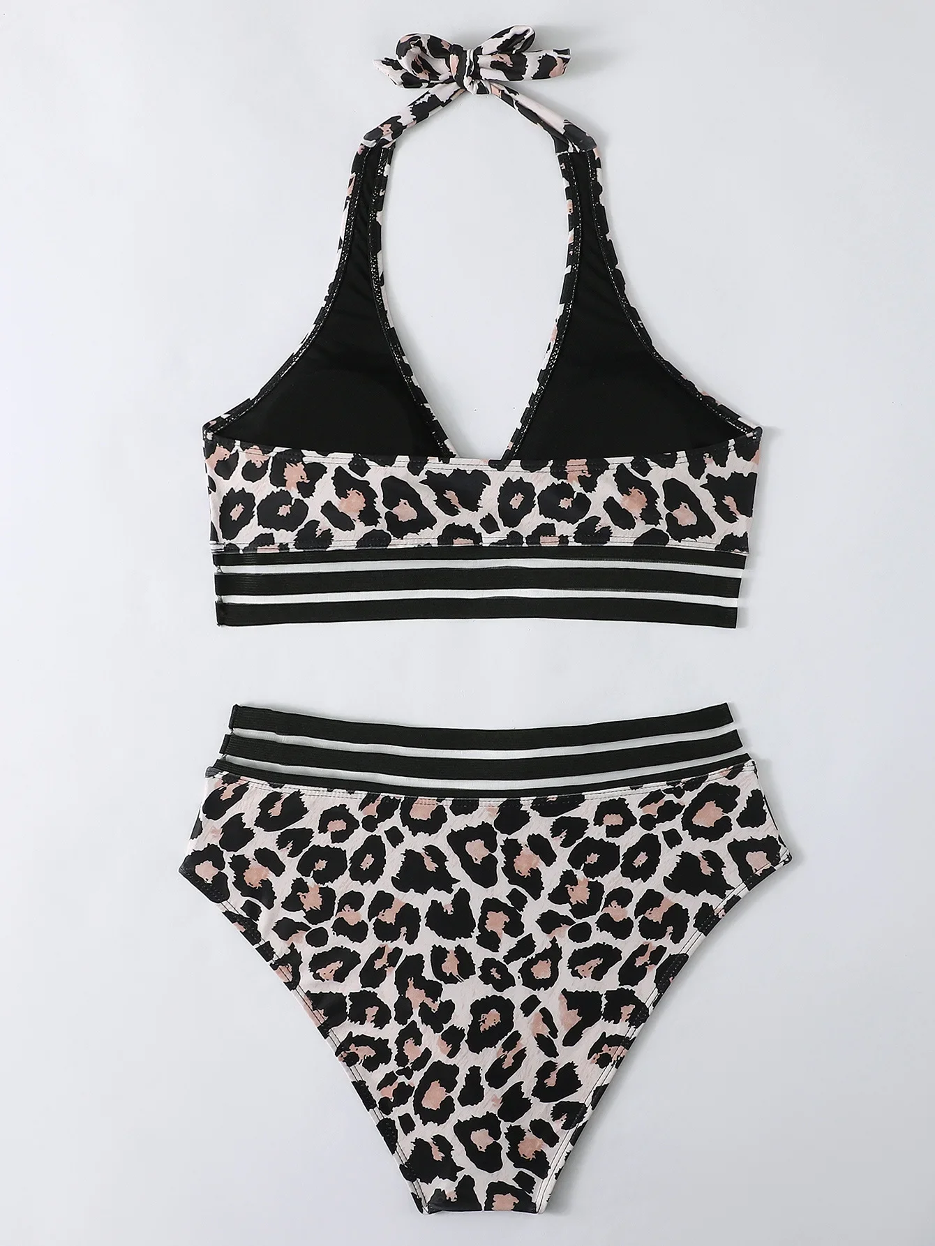 Bikini de leopardo Sexy 2023, traje de baño de cintura alta con cuello Halter, traje de baño femenino, conjunto de Bikinis con Tanga para mujer, bañador, ropa de playa, traje de baño para piscina