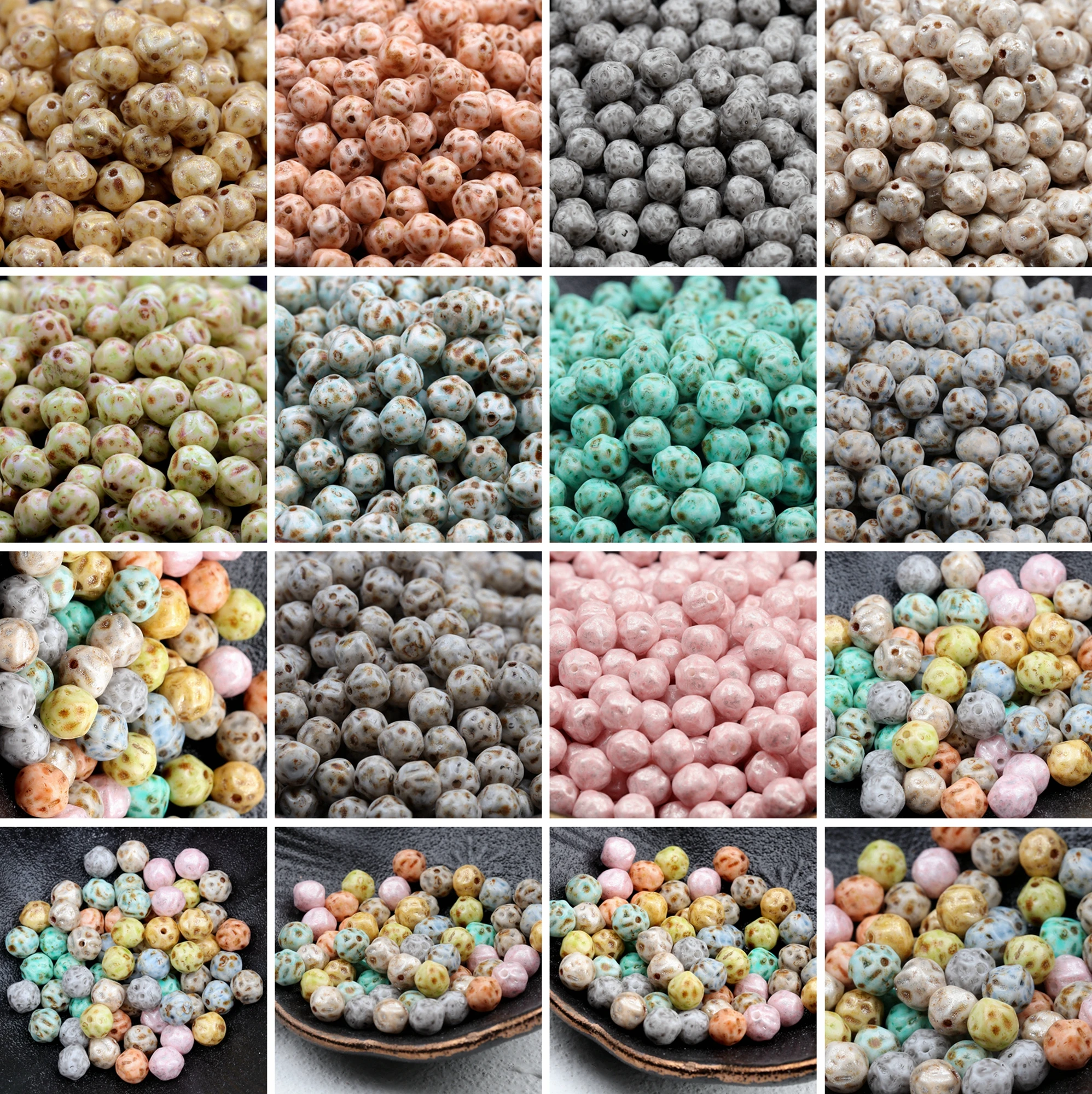 6mm Round Czech Glass Beads spacers Opaque Jewelry Making Firepolished Bead 10PCS (CGB-B)
