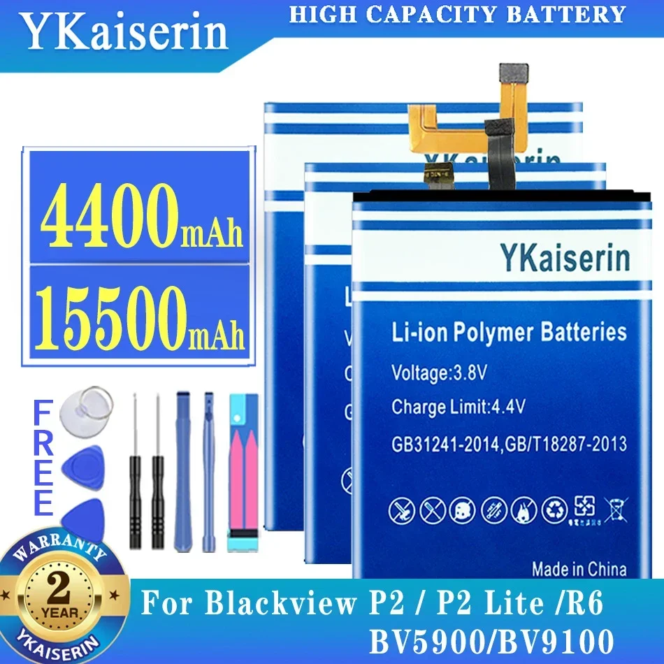 YKaiserin High Capacity Battery For Blackview R6 BV5900 BV9100 Smartphone for 5.5 Inch Blackview P2 Lite