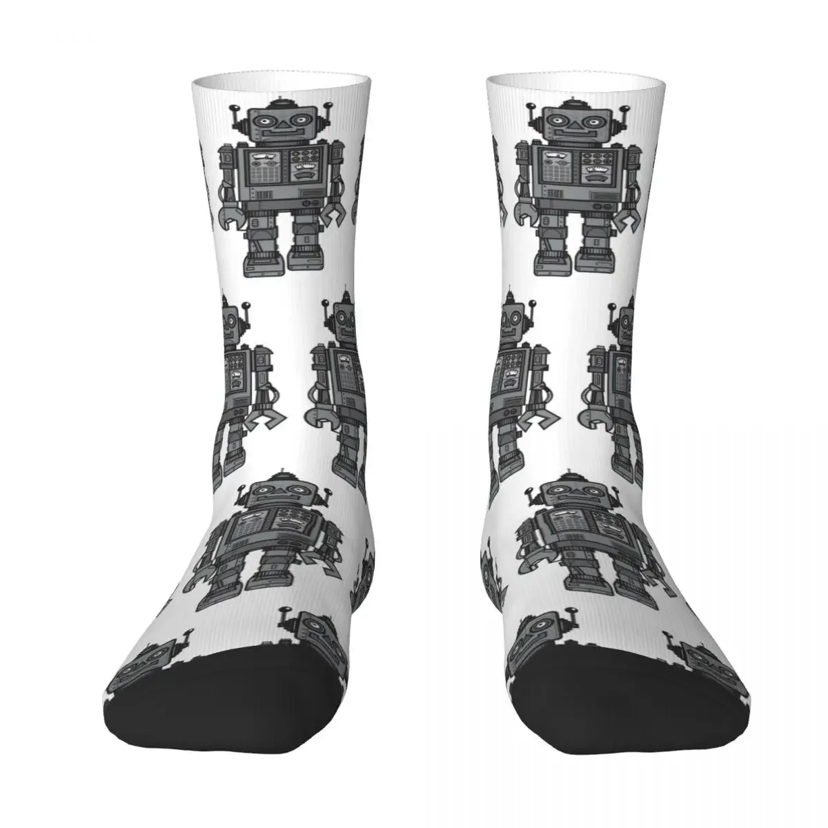 Vintage Robot Socks Harajuku High Quality Stockings All Season Long Socks Accessories for Unisex Birthday Present