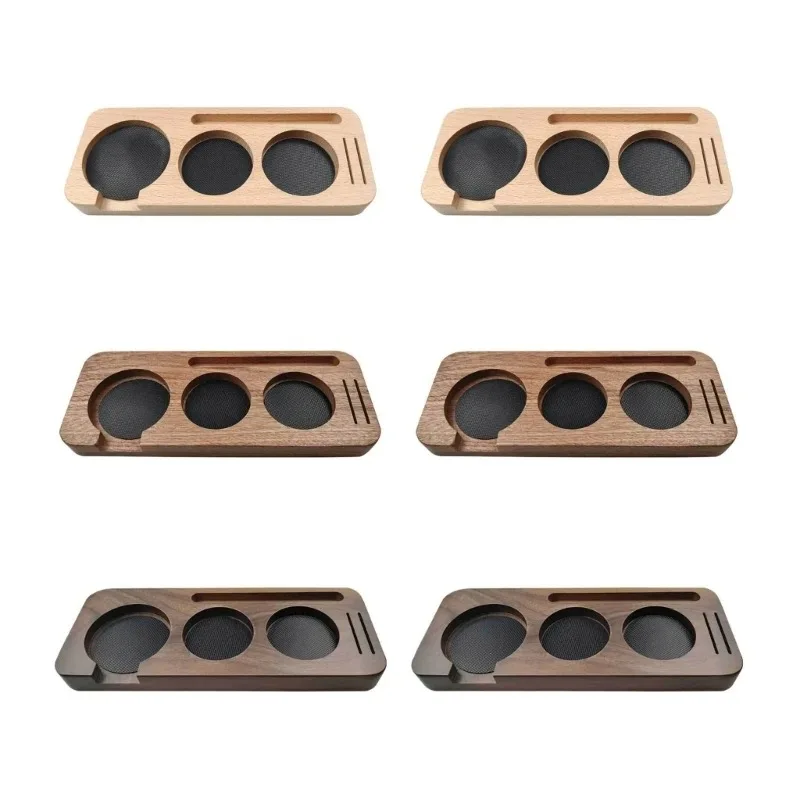 Coffee Tamper Holder 51mm 53mm 58mm Universal Coffee Solid Wood Pressed Powder Pad Distributor Storage Board Handle Support Base