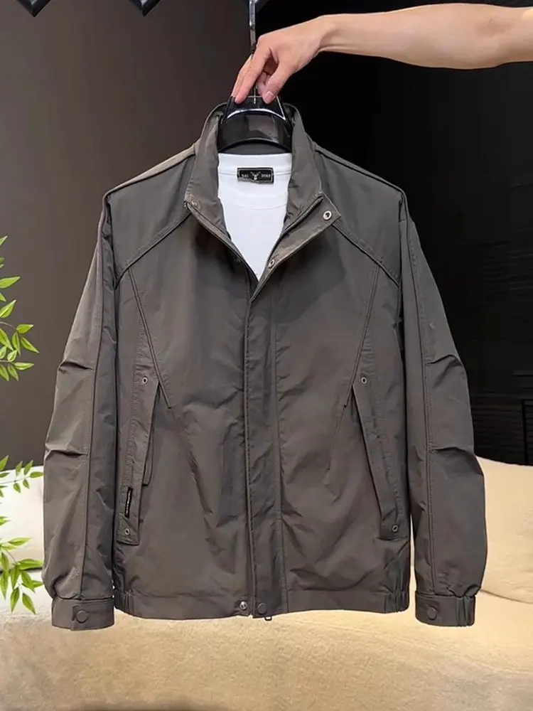 

Outdoor Casual Men's Workwear Jaet Windproof Loose Fit Polyester Fiber Long Sve Zipper Closure Stand Collar Autumn Wear