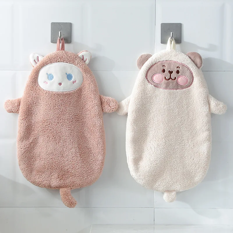 

Double Layer Hand Towel Hangable Cartoon Thickened Absorbent Coral Velvet Cute Kids Wholesale