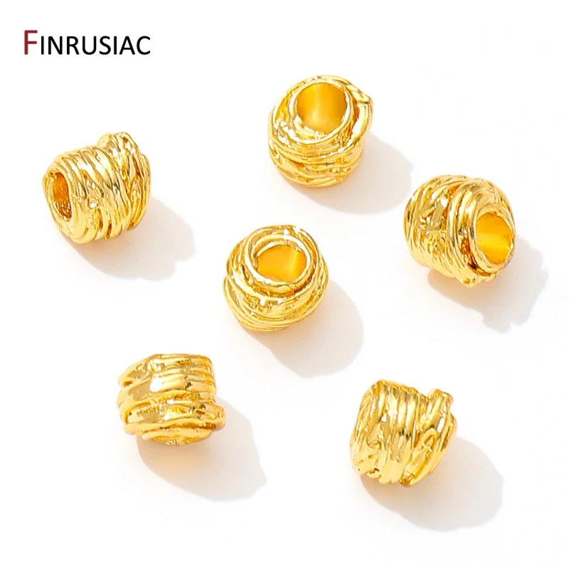 18K Gold Plated Brass Irregular Spacer Beads,5mm*6mm Stripe Separator Beads For Bracelet Making Supplies,DIY Jewelry Accessories