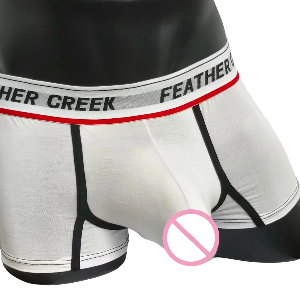 Men Large Separate Pouch Boxer Shorts Long Leg Solid Breathable Sporty Underwear Trunks Daily Classic Mid Waist Male Clothing