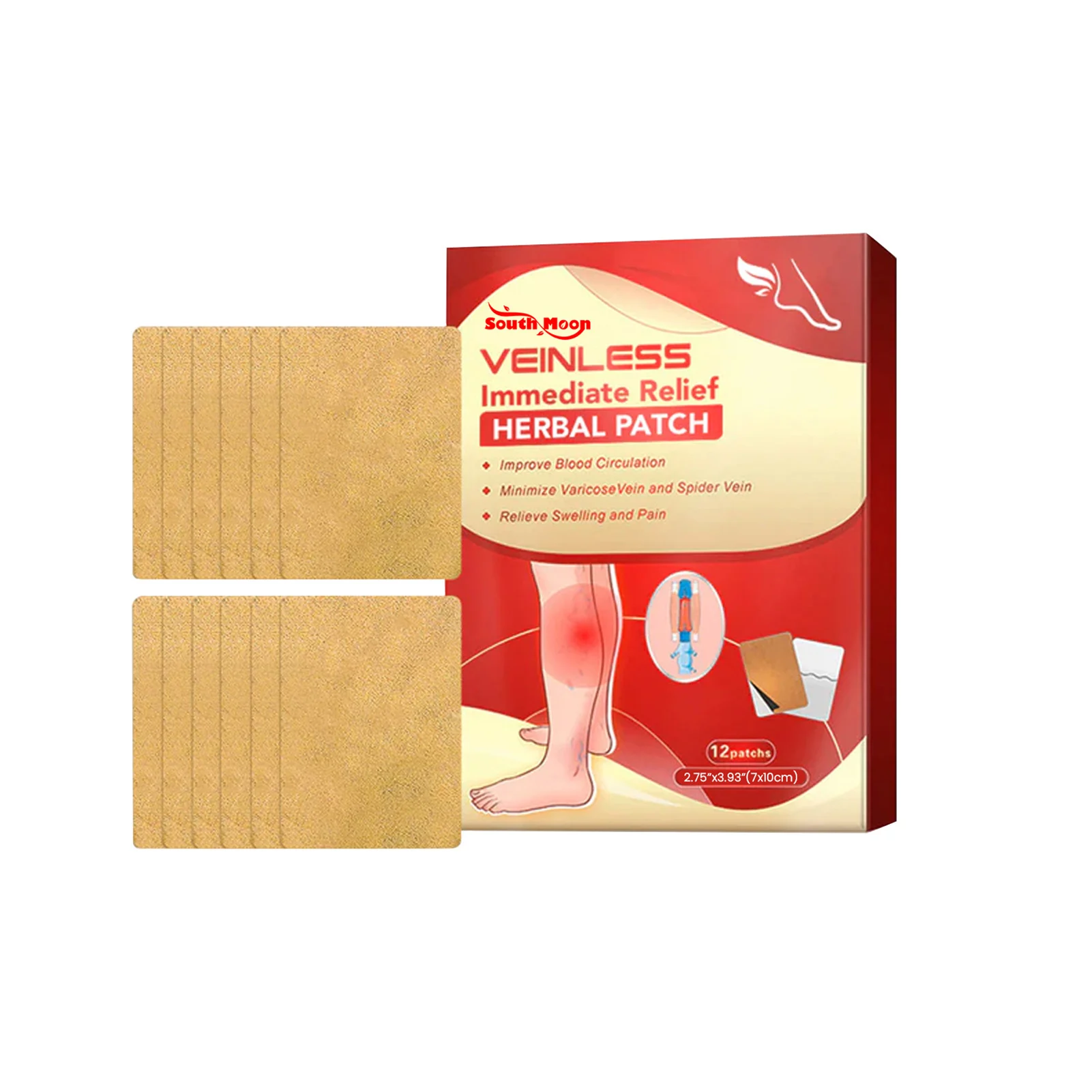 12pcs Vasculitis Swelling Patch Phlebitis Angiitis Repair Spider Earthworm Legs Unblock Blood Vessel Varicose Veins Treatment