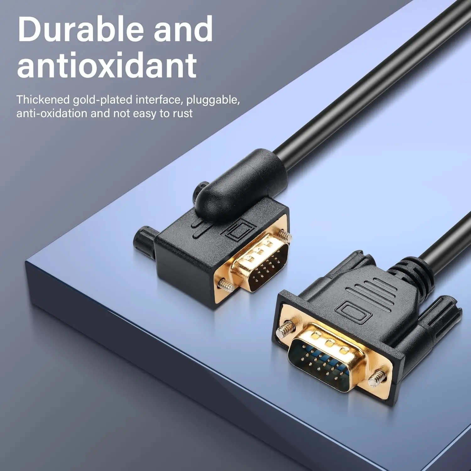 90 Degree VGA RGB Cable, 1080P Full HD Left Angle VGA Male to VGA Male Monitor Cable for Computer Monitor Projector and More