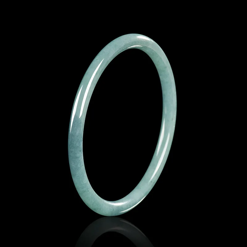 

Wholesale Genuine Natural A-Quality Jadeite Blue Water Round Bar Bracelet Ding Dong Bracelet Ice Jade Bracelet Women's Jewelry