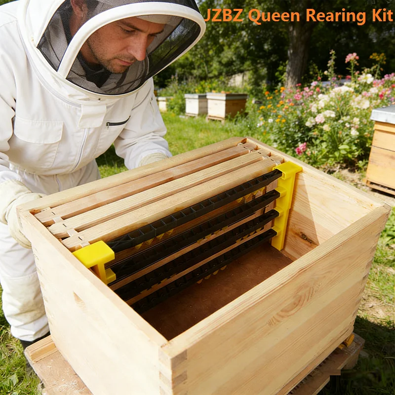 JZBZ Bee Queen Rearing Kit No-Graft Queen Bee Breeding Hive Frame Cell Bar Cell Holder Base Mounting Cell Cups Beekeeping Tools