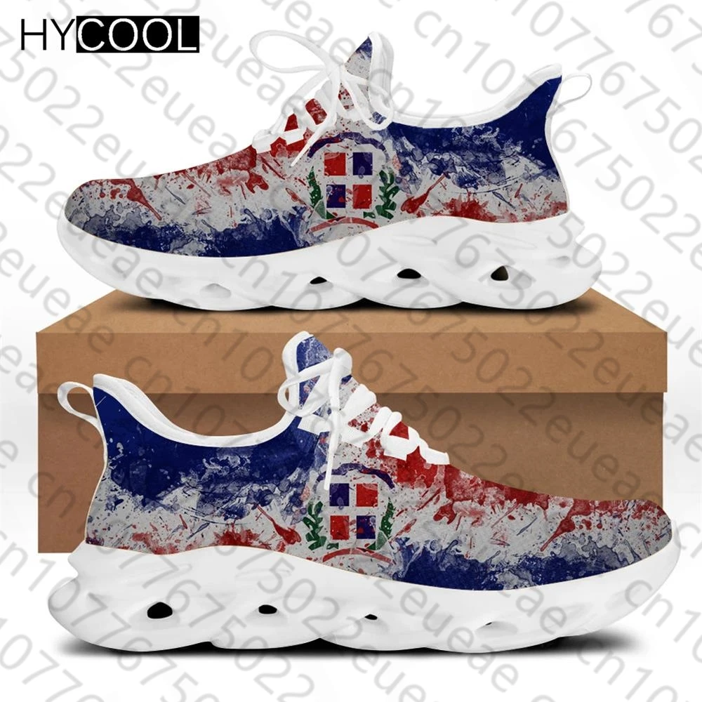 HYCOOL Unisex Running Sneakers Dominican Republic National Flag Printed Breathable Gym Lace Up Sport Shoes Couple Zapatos 2021