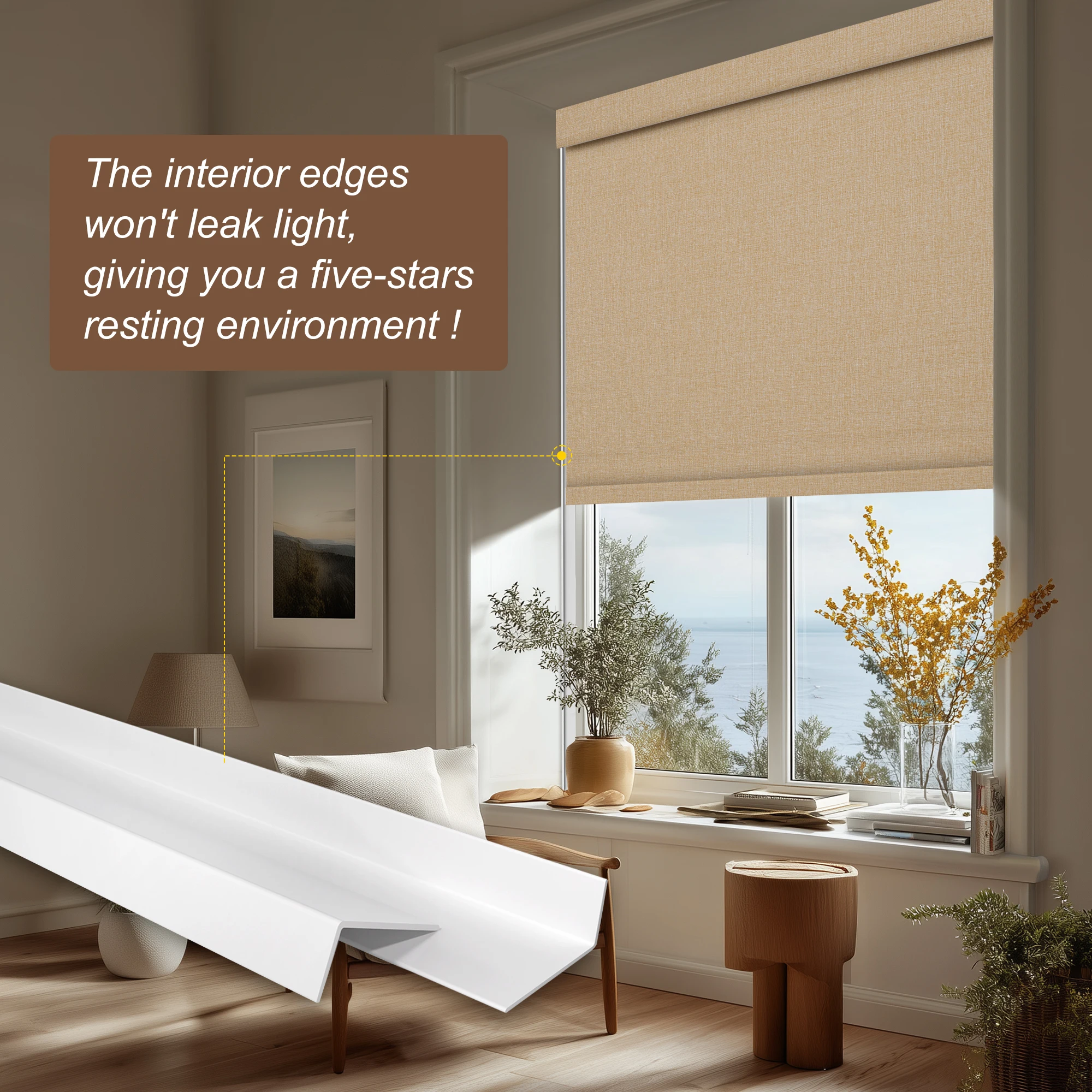 European Style No Drilling Roller Blinds Elegant Home Design Cordless Roller Shades for Kitchen and Livingroom