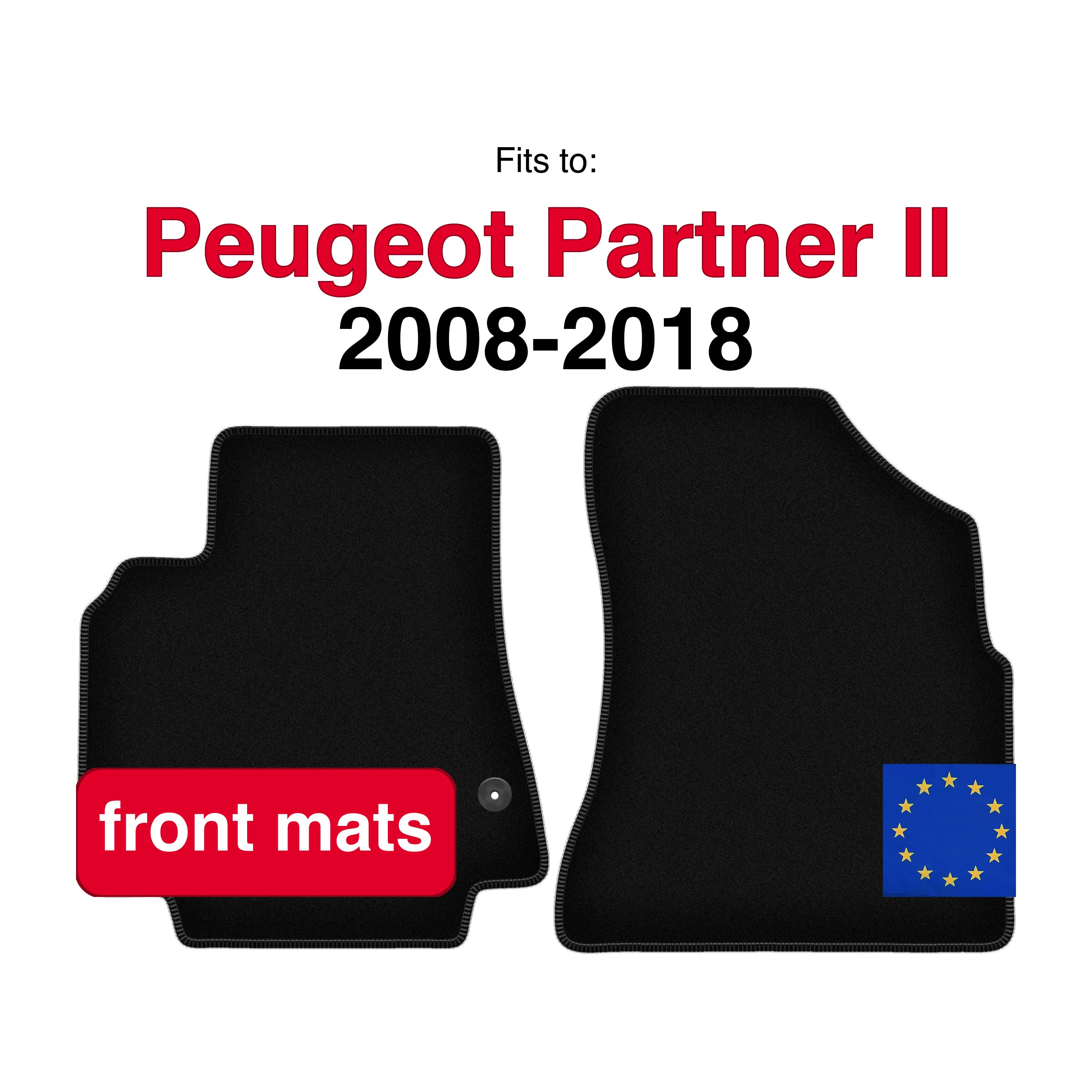 Image of Velours-Fußmatten vorne für Citroen Berlingo II Kombivan Multispace 5-Sitzer (2008-2018) - Schwarz (2 Stück) Set Vorderfußmatten für Autos