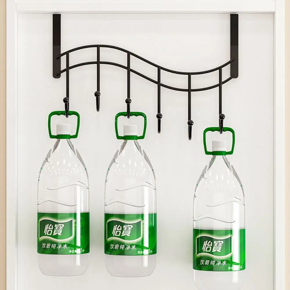 

Kitchen Accessories Metal Over Door Hanger 7 Hook Punch-free Heart-Shaped Hooks Anti-Rust Creative Clothes Hanger Home