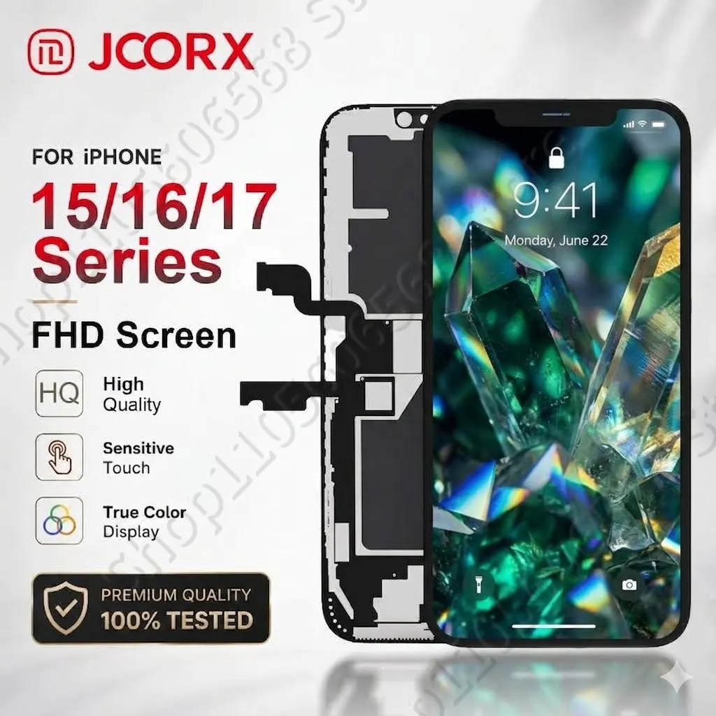 JCORX Flexible OLED INCELL Screen for iPhone 15 16 17 Plus Pro Max Display Touch Screen Digitizer 100% Tested Replacement Parts
