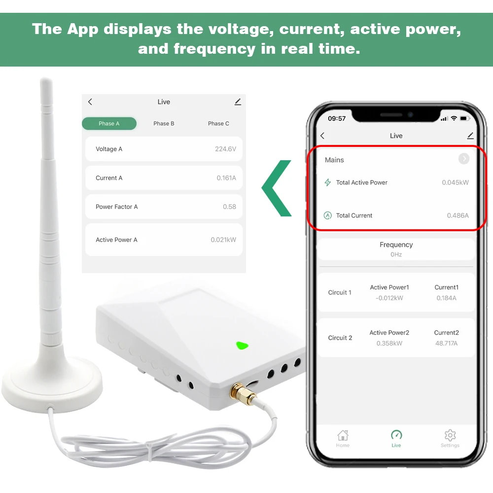 Tuya WIFI Smart 3-fazowy dwukierunkowy licznik energii 5 SZTUK CT Clamp 3X200A 2X50A do monitora aplikacji fotowoltaicznej importowane mocy