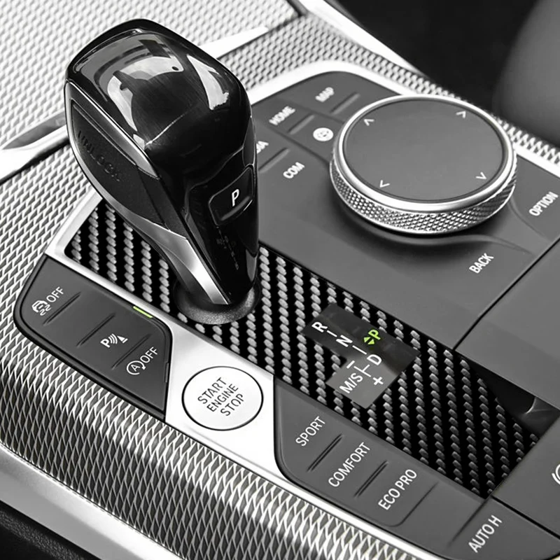 

For BMW 2/3/4/i4 Series Z4 X3 X5 X6 X7 Car Gear Shift Panel Trim Frame Sticker Anti Scratch Interior Accessories Carbon Fiber