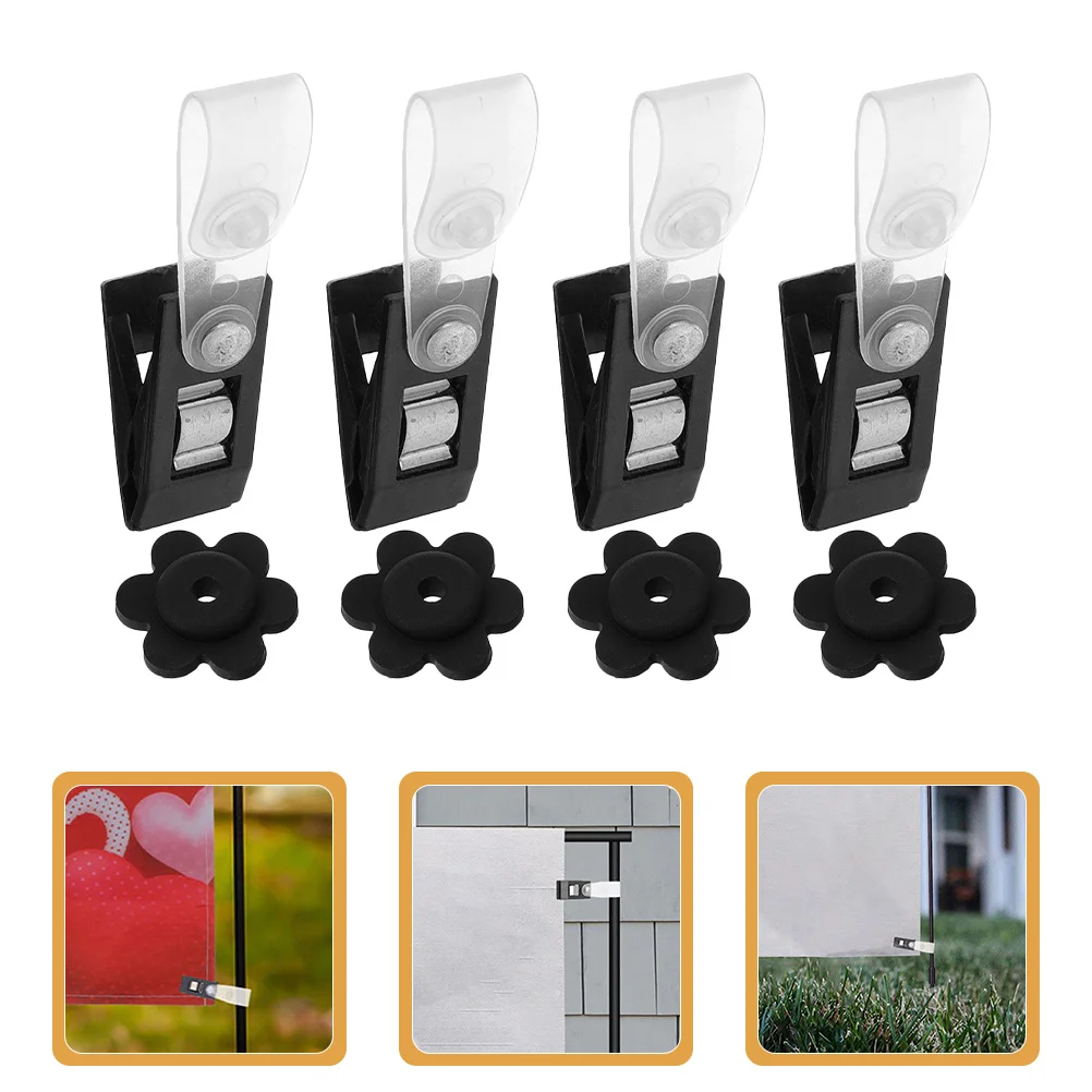 

8Sets Plastic Metal Windproof Garden Flag Clips Durable Lawn Banner Stoppers Yard Flag Fixing Clamps Holders Banner Stopper