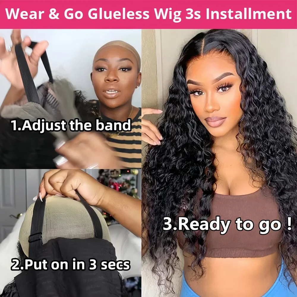 200 Density Water Wave Lace Front Wig 4x4 5x5 Lace Glueless Wig 13x4 13x6 HD Lace Frontal 360 Curly Human Hair Wigs for Women