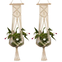 Handmade Macrame Plant Hanger Flower Pot Hanger Hanging Rope Braided Craft For Wall Decoration Countyard Garden Plant Holder