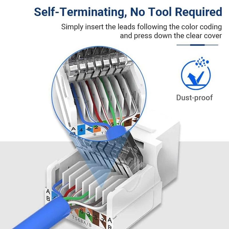 Cat6 rj45キーストーンジャックツール、パンチダウンツールは不要、モジュールカプラー、耐久性、細かい仕上がり、10パック
