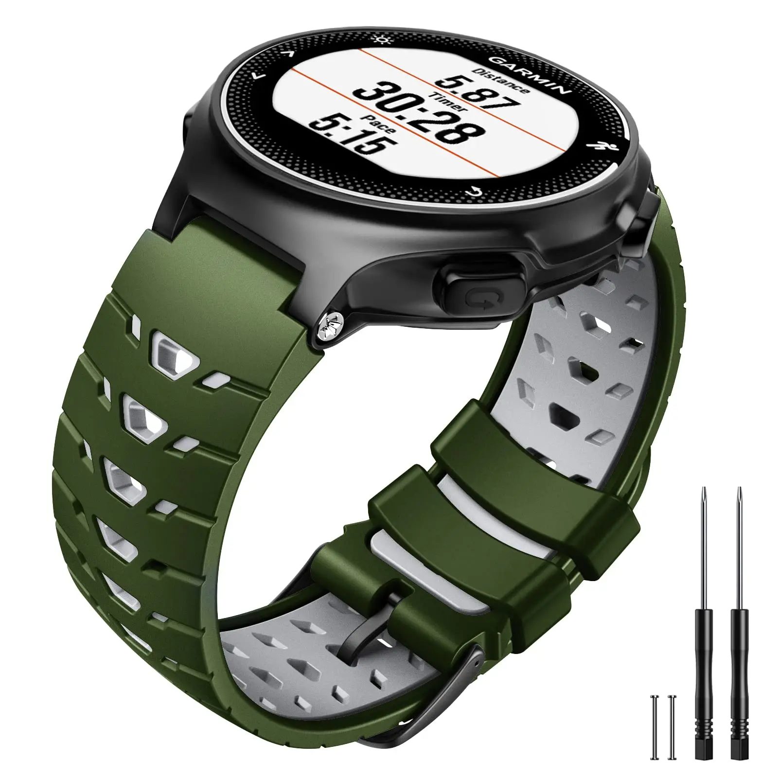 For Forerunner 630/235/620/735XT/220/230/Approach S20/S6/S5, Two-in-One Color Soft Silicone Watch Band