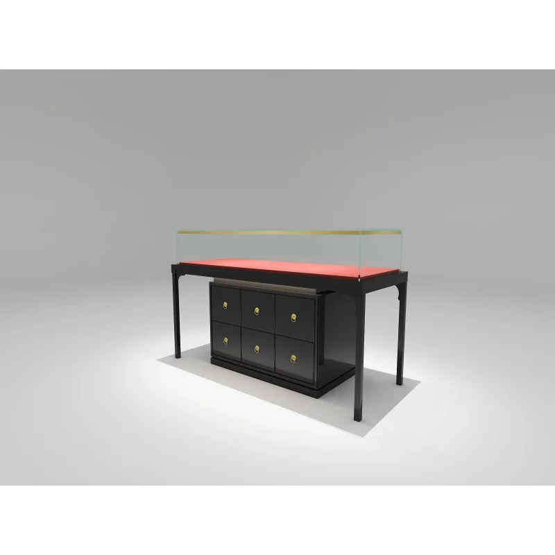 custom.Classical Blue/White High Quality Painted Display Cabinet with LED Lighting Jewelry Shop and Art Exhibition Ha