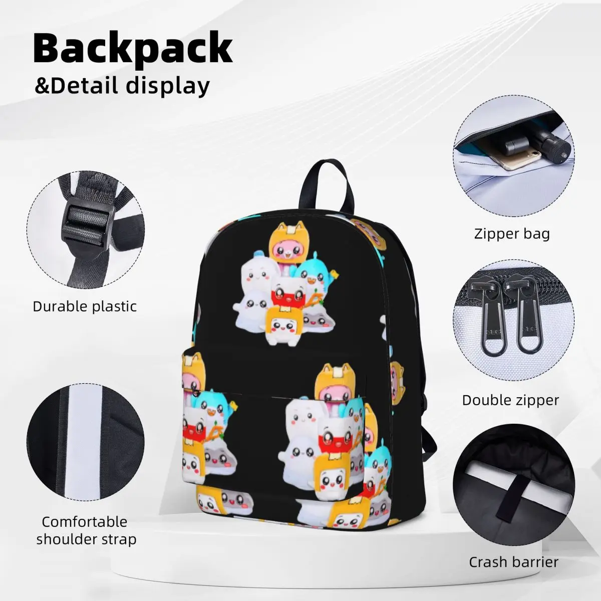 Rocky Lankybox Lanky Box Backpacks Large Capacity Student Book bag Shoulder Bag Laptop Rucksack Fashion Children School Bag