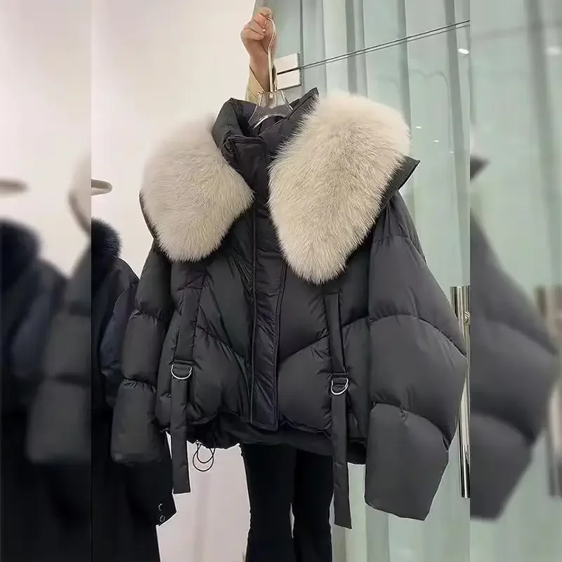 ผู้หญิงผ้าฝ้ายหนาเบาะแจ็คเก็ตฤดูใบไม้ร่วงฤดูหนาว Faux FUR COLLAR ปักเป้าแจ็คเก็ตหญิงหลวมสั้น Parkas Mujer Outwear