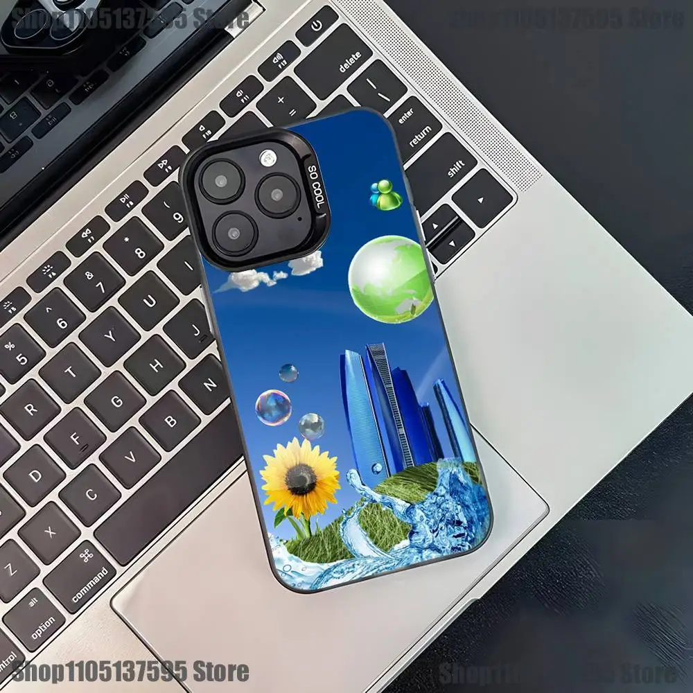 Funda de teléfono Frutiger Aero para iPhone 17,16,15,14,13,12,11,Pro,XS,Max,Plus,Mini,SE4,E, funda negra mate a prueba de golpes