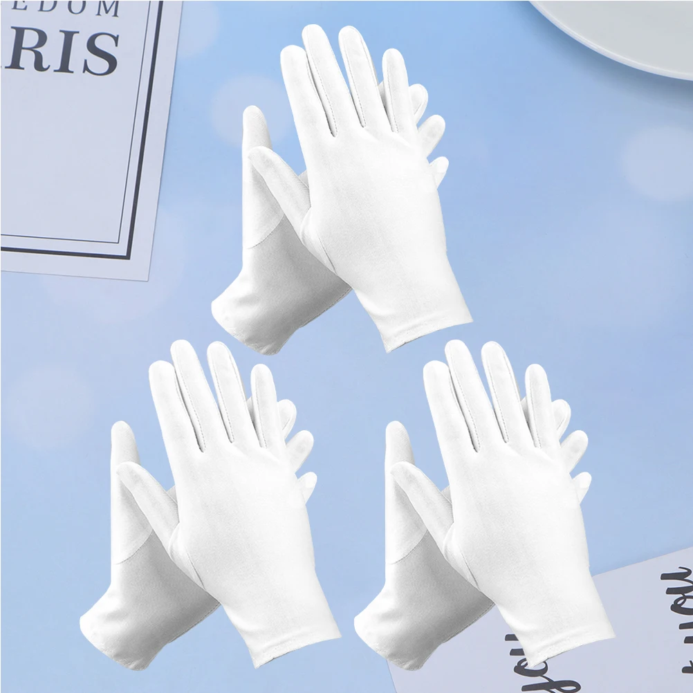 

3 Pairs Elastic Jewelry Gloves Soft Lightweight Premium Material Stretchy Fit Most People Etiquette Spring Summer
