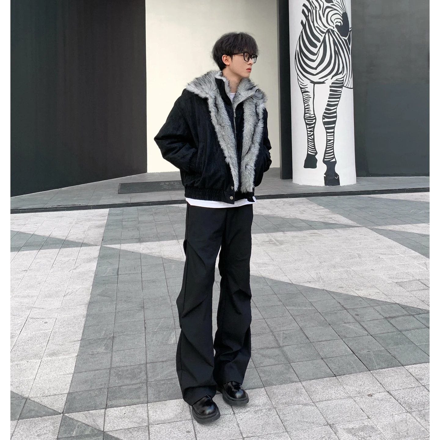 

Мужские брюки American High Street с микро-клешем, осенне-зимние, CleanFit, широкие, рабочие, на флисовой подкладке, повседневные, в западном стиле