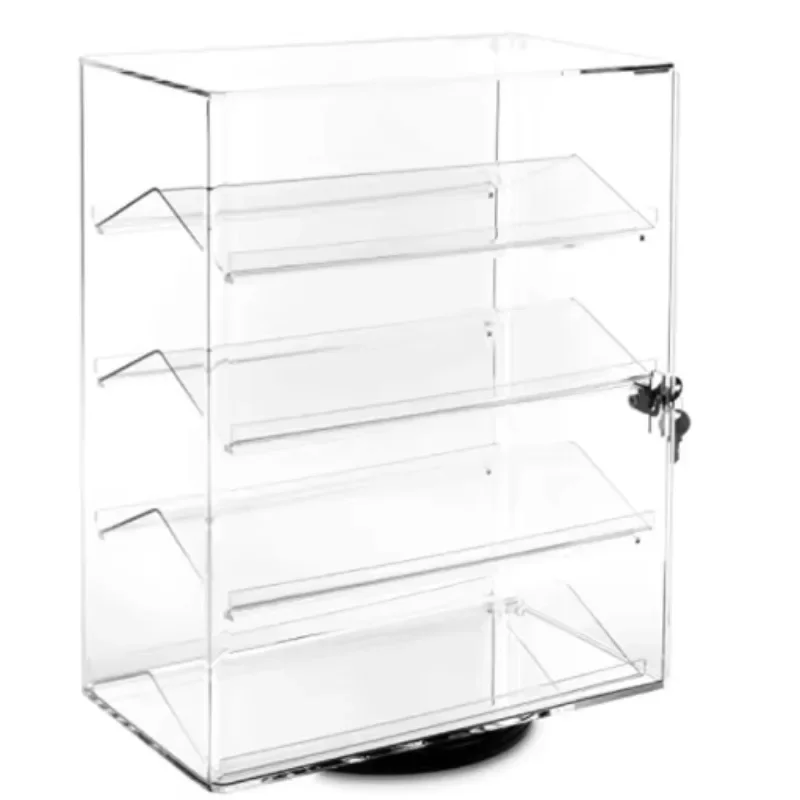 

Acrylic transparent lockable rotating cabinet 4 removable shelf display cabinet display cabinet bracket