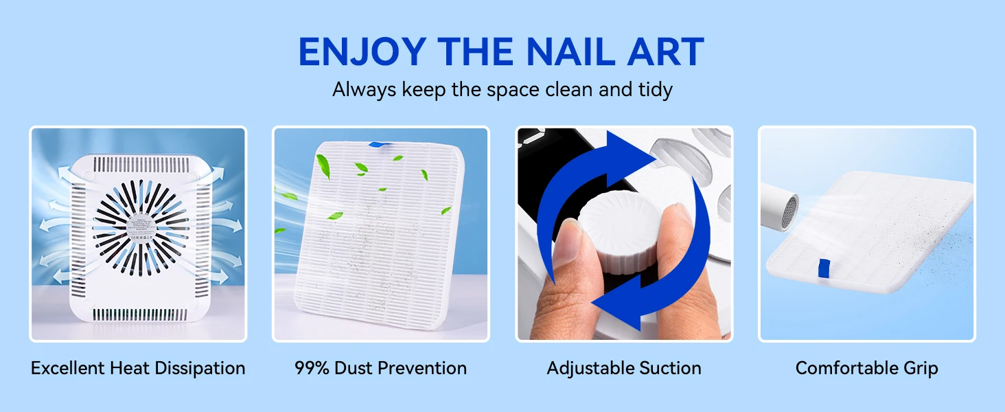 Makartt Nail Dust Collector - Professional Powerful Suction Larina Dust Collector Nail Tech LED Display, Adjustable Speed