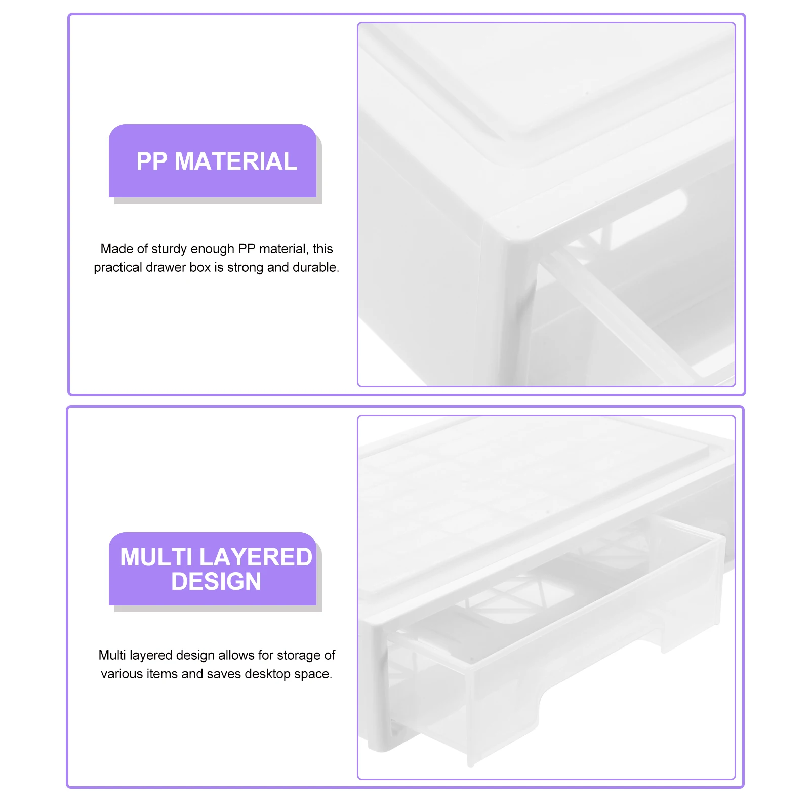Drawer type Desk ganizer Storage Box White Plastic Large Capacity Multi function Tidy Office Supplies Storage Containers Drawers