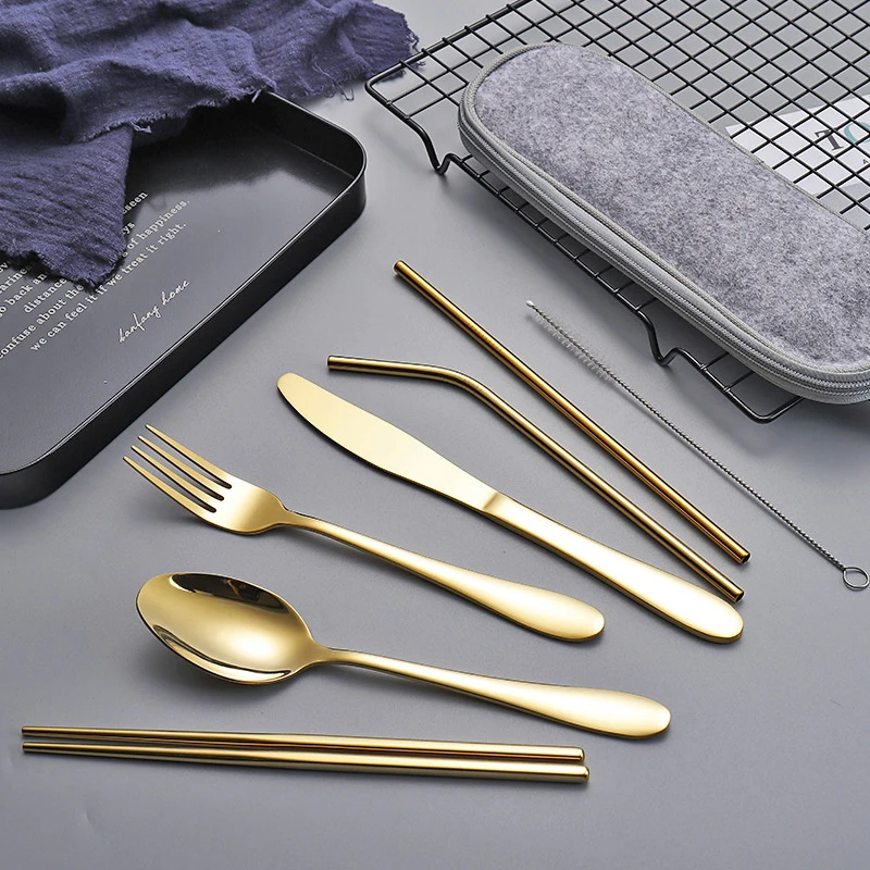 Cutlery Storage Bag Tableware Cloth Zipper Design Pouch Fork Spoon Chopsticks Office Camping Travel Utensil Carrying Case