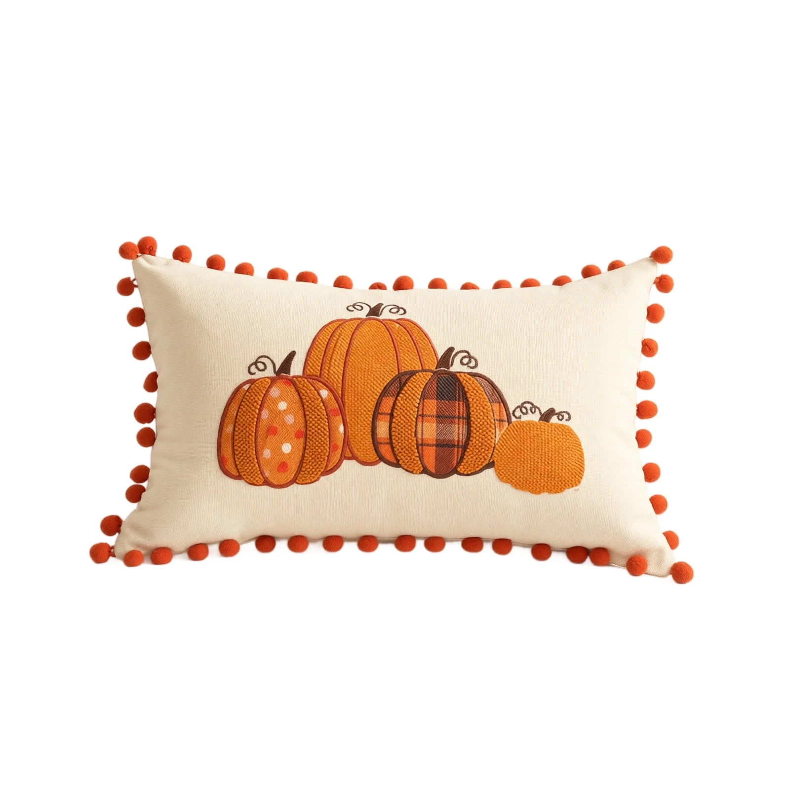 Pumpkin Tufted Velvet Throw Pillow Cover Autumn Cushion Cover Maple Leaves Pillowcase for Home Sofa Living Room Fall Decor