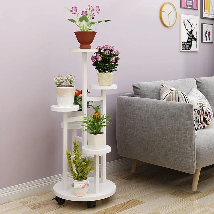 Soporte para plantas de bambú para suelo de sala de estar, estante nórdico de madera maciza para flores, estante para maceta para flores y balcón