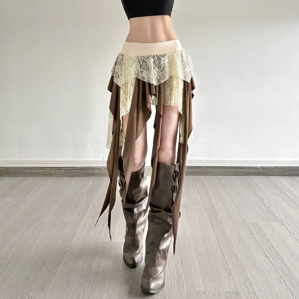 Mesh Blume Mädchen Kurzen Mini Rock Multi-schicht Hohe Taille Spitze A-linie Rock Rüschen Kuchen Kleid Spleißen Unregelmäßigen Rock mädchen