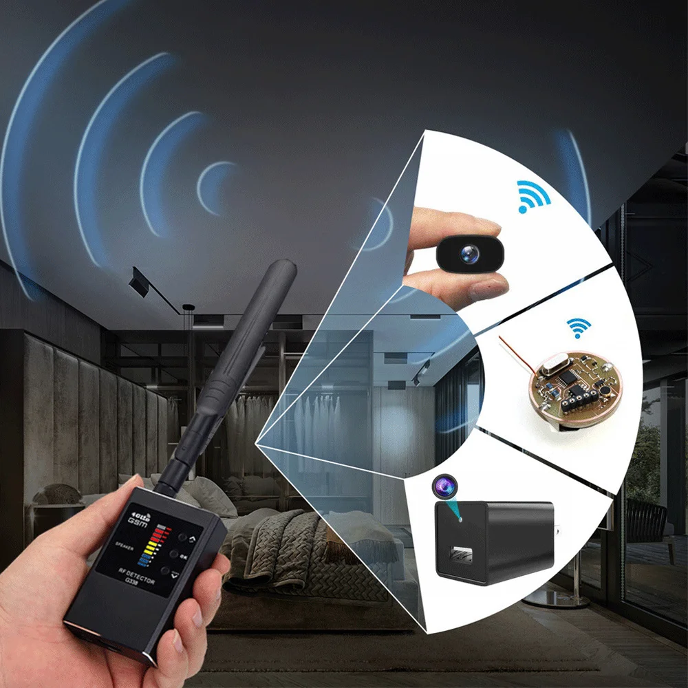 Professional Anti Spy Camera Detector Bug Wireless RF Signal Finder GPS Tracker GSM Eavesdropping WiFi Signal Device Detect G338