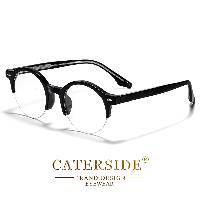 CATERSIDE Vintage Runde Herrenbrille Markendesign Halbrahmen Business-Brillen Damen Anti-Blaulicht Lesebrille – Detail 12