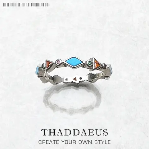 Bague pierres colorées paradisques, Turquoise européenne, bijoux fins en argent Sterling 925 pour femmes, tout nouveau cadeau bohème d'été