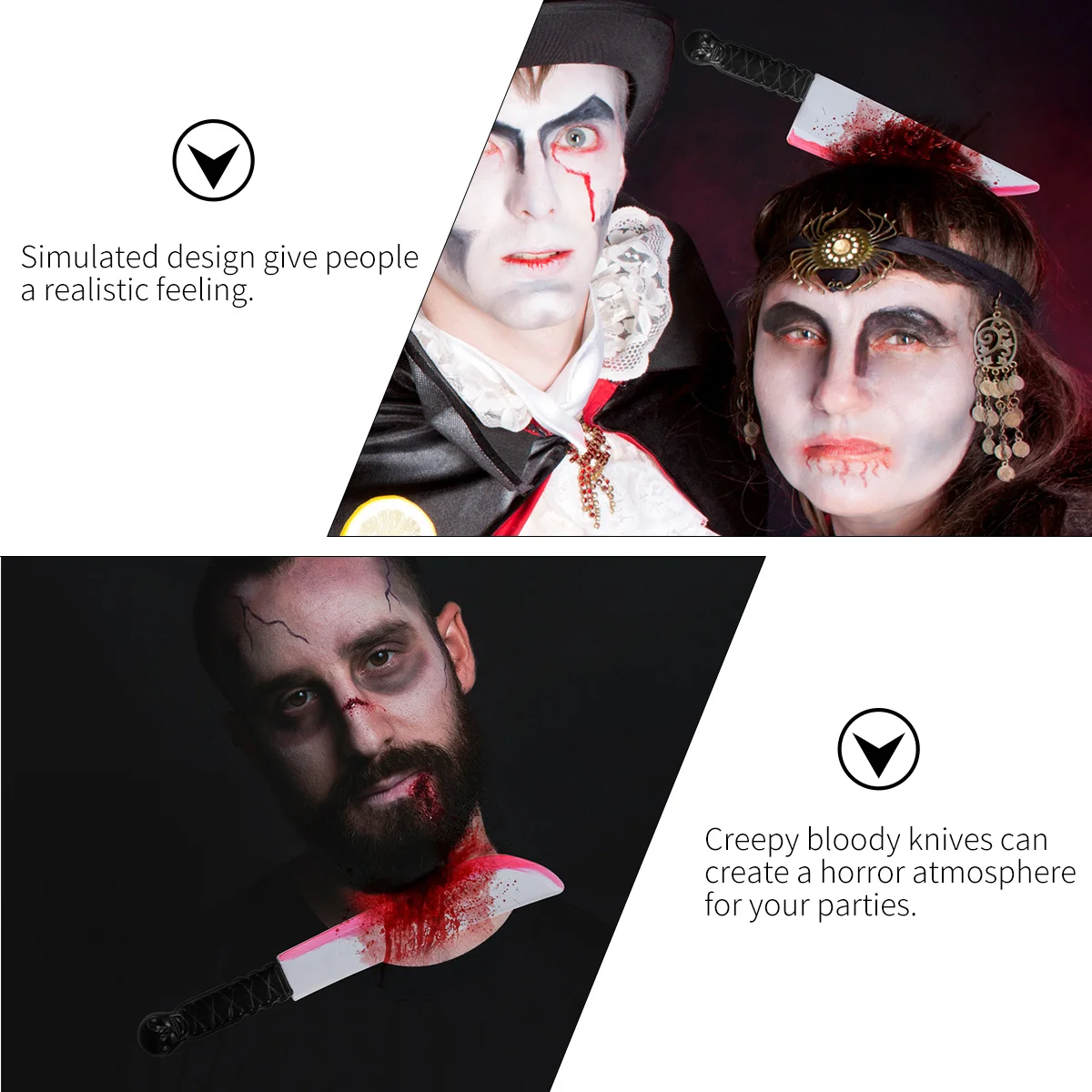 

3 шт., набор имитационных кровавых ножей, реквизит ужасов на Хэллоуин, легкий ПВХ, реалистичный костюм, украшение для вечеринки, морские ножи