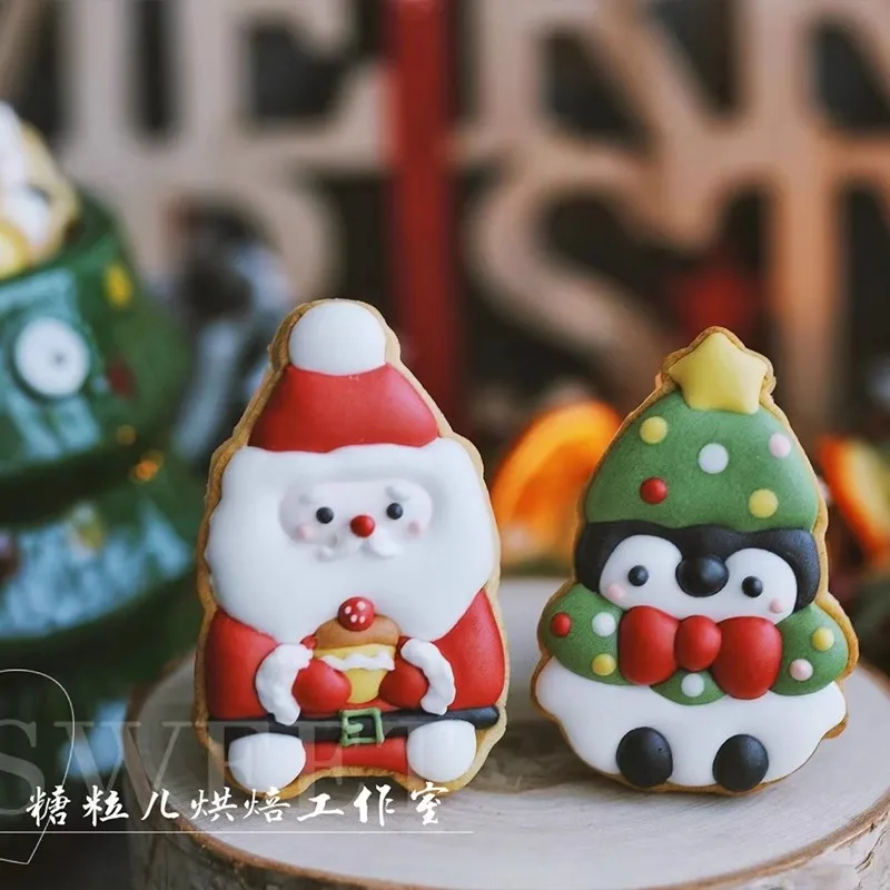 Christmas Santa Claus Snowman Cookie Cutter Bear Elf Penguin Elf Biscuit Stamp Pastry Party Fondant Cake Decoration Accessories